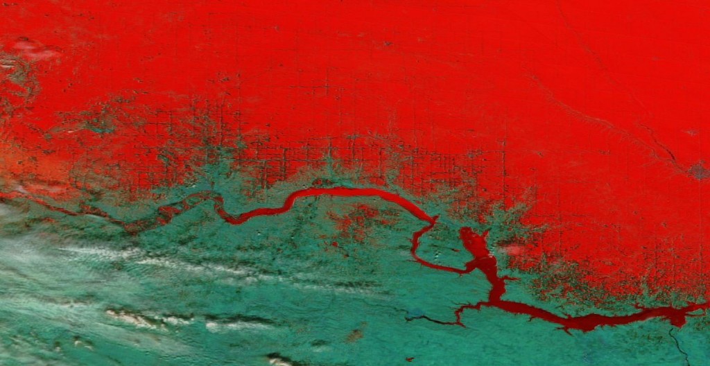 capitalisme - LE MONDE BRÛLE-T-IL ? CAPITALISME et CHANGEMENT CLIMATIQUE Bakken-false-color-1024x528-Part-of-the-Bakken-oil-region-is-seen-in-this-false-color-image-from-NASA%E2%80%99s-Terra-satellite-captured-on-April-2.-1